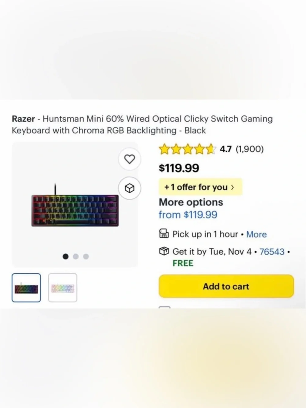 Razer Huntsman Mini Black Keyboard Packaging